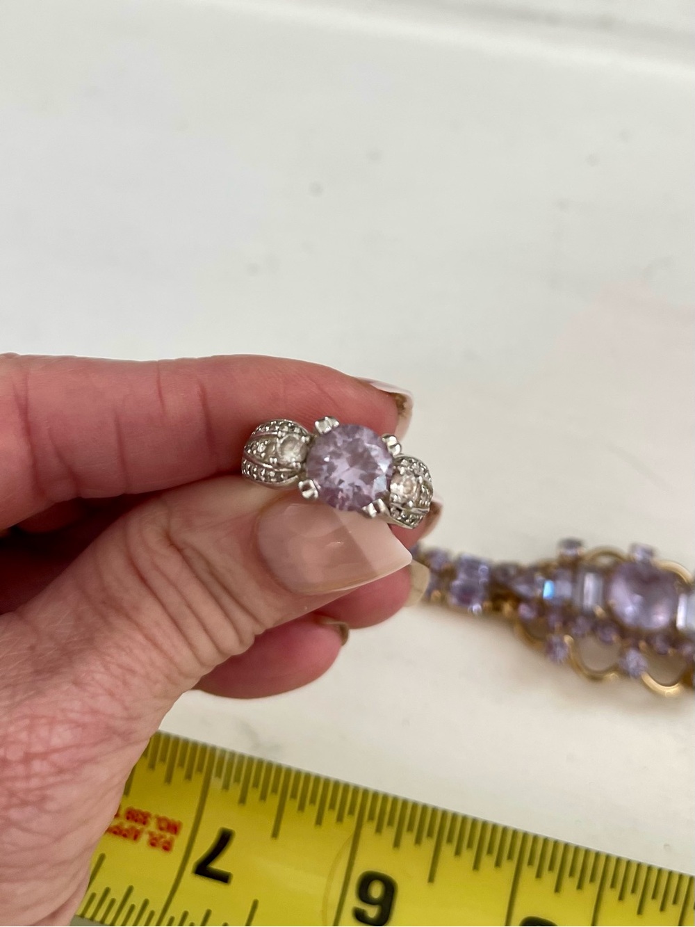 Kramer Gold-Tone Amethyst Bracelet rings and earring set - Picture 8 of 16
